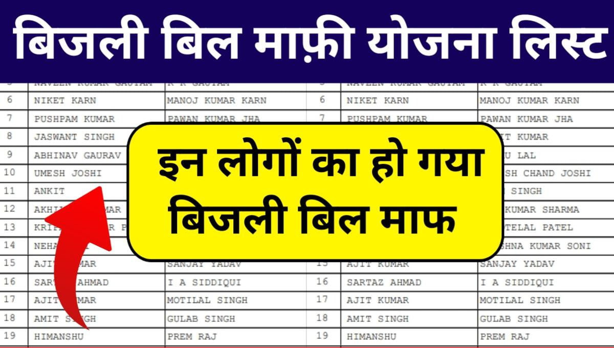 up bijli bill mafi yojana list 2024