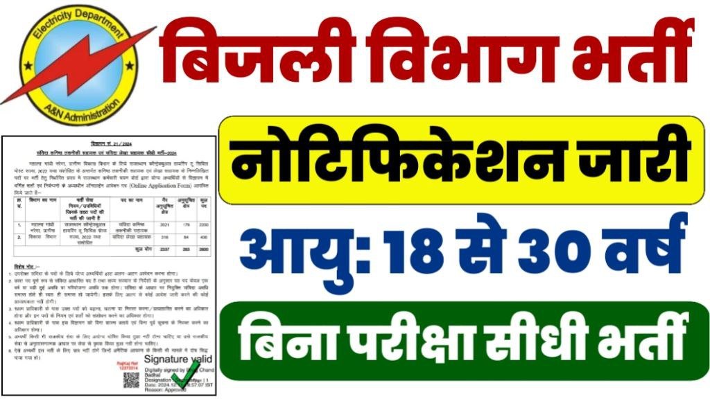 Bijli Vibhag Vacancy 2025